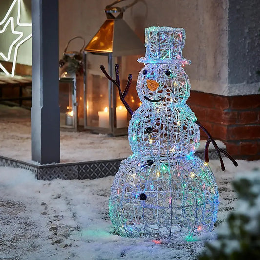 Acrylic LED Snowman Multicolour 3D Outdoor Christmas Light Decoration - 75cm