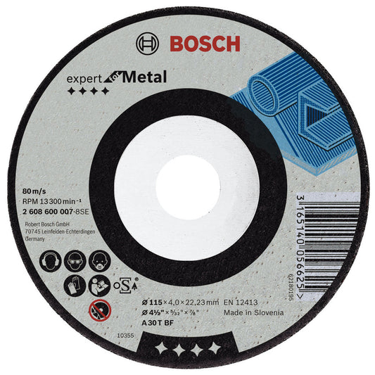 BOSCH METAL GRINDING DISC WITH DEPRESSED CENTRE 115MM 2608600218