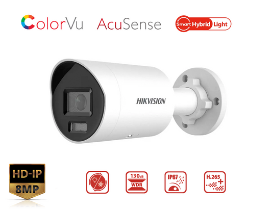 HIKVISION DS-2CD2087G2H-LIU(2.8MM) - Hikvision 8MP Smart Hybrid Light with ColorVu Fixed Mini Bullet Network Camera