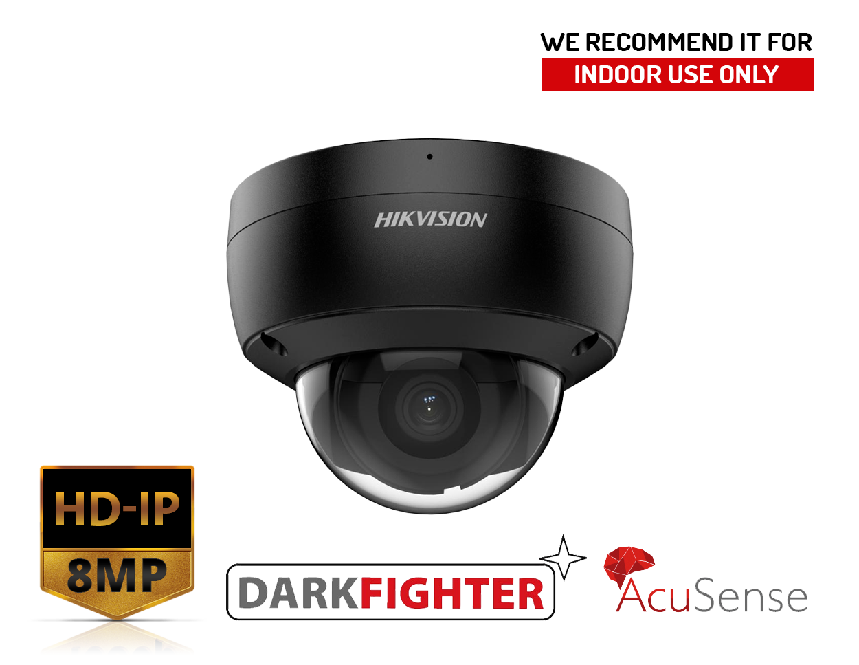 HIKVISION DS-2CD2186G2-ISU/B(2.8MM) - 8MP AcuSense Powered-by-Darkfighter Fixed Dome Network Camera