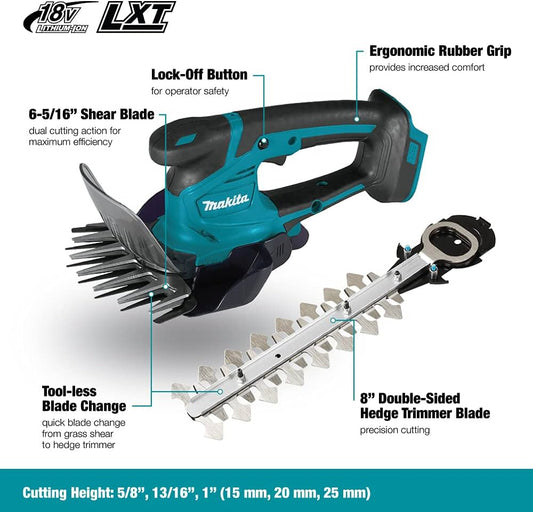 MAKITA DUM604ZX 18V LXT CORDLESS GRASS SHEARS BODY ONLY WITH HEDGE TRIMMER BLADE