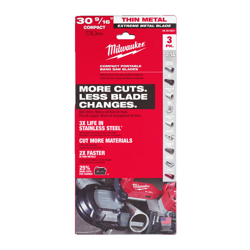 Milwaukee 48390631 Premium Bandsaw Blade 776.29 x 1214 - Pack of 3 - For M12BS
