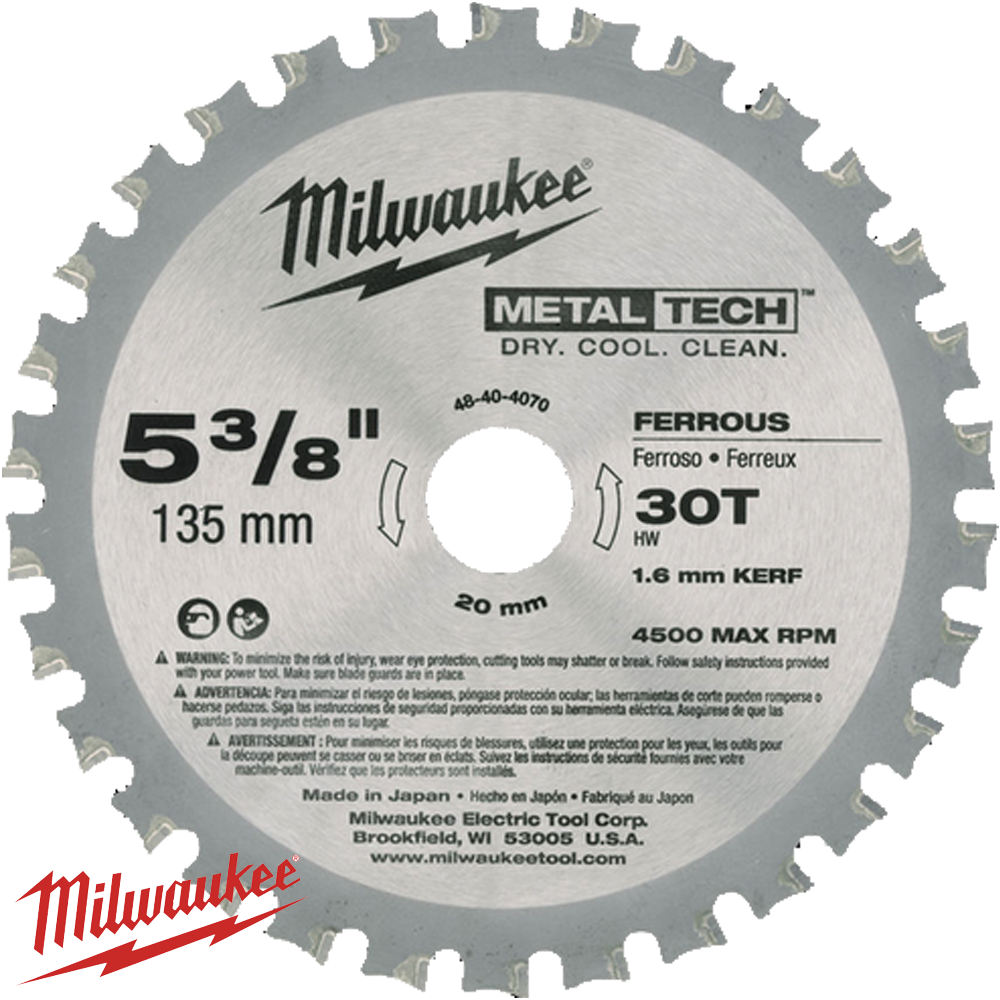 Milwaukee 48404070 135mm x 20mm Metal Saw Blade 30T 1.6mm Kerf
