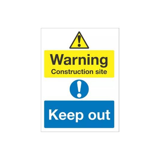 "WARNING CONSTRUCTION SITE KEEP OUT" SIGN 400MM X 300MM