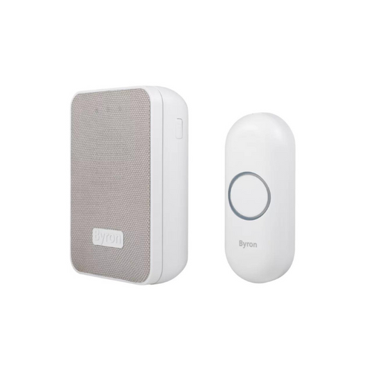 BYRON DBY-22321 BATTERY-POWERED WIRELESS DOORBELL WHITE / GREY