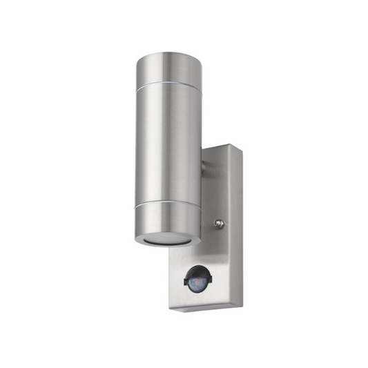 LAP BRONX OUTDOOR UP & DOWN WALL LIGHT WITH PIR SENSOR STAINLESS STEEL
