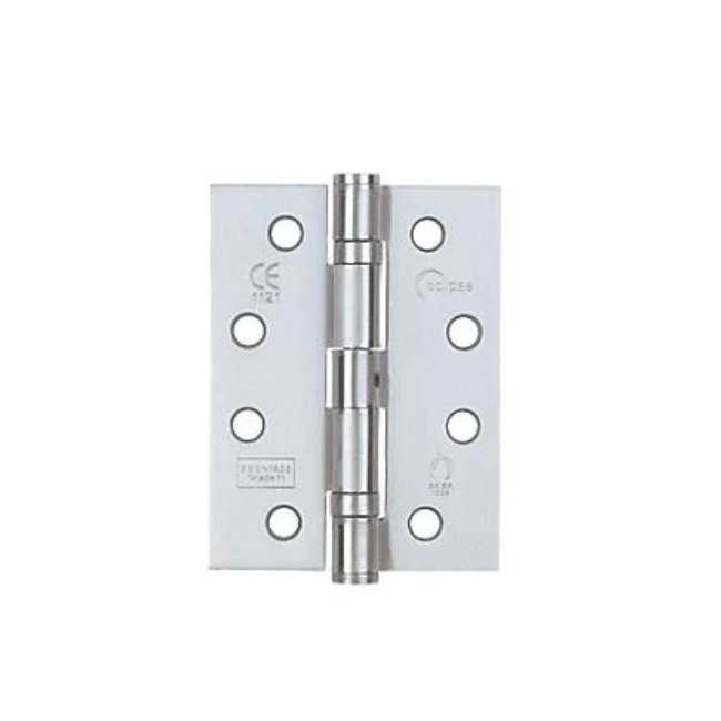 ECLIPSE SATIN CHROME GRADE 11 FIRE RATED BALL BEARING HINGES 102MM X 76MM 3 PACK
