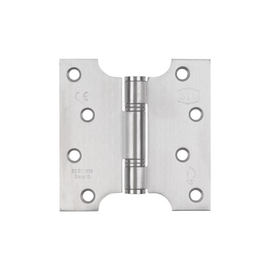 SMITH & LOCKE SATIN STAINLESS STEEL GRADE 13 FIRE RATED PARLIAMENT HINGES 102MM X 102MM 2 PACK