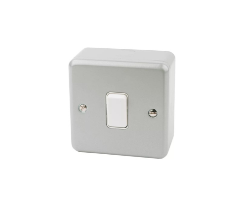 10AX 1-GANG 2-WAY METAL CLAD SWITCH WITH WHITE INSERTS