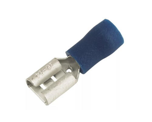 INSULATED BLUE 6.3MM PUSH-ON (F) CRIMP 100 PACK