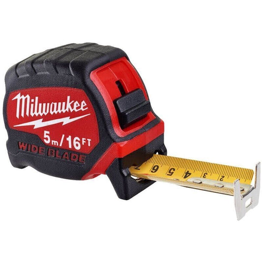 Milwaukee Tape Measure 5m 16ft Metric Imperial Premium Wide 33mm Blade Measuring