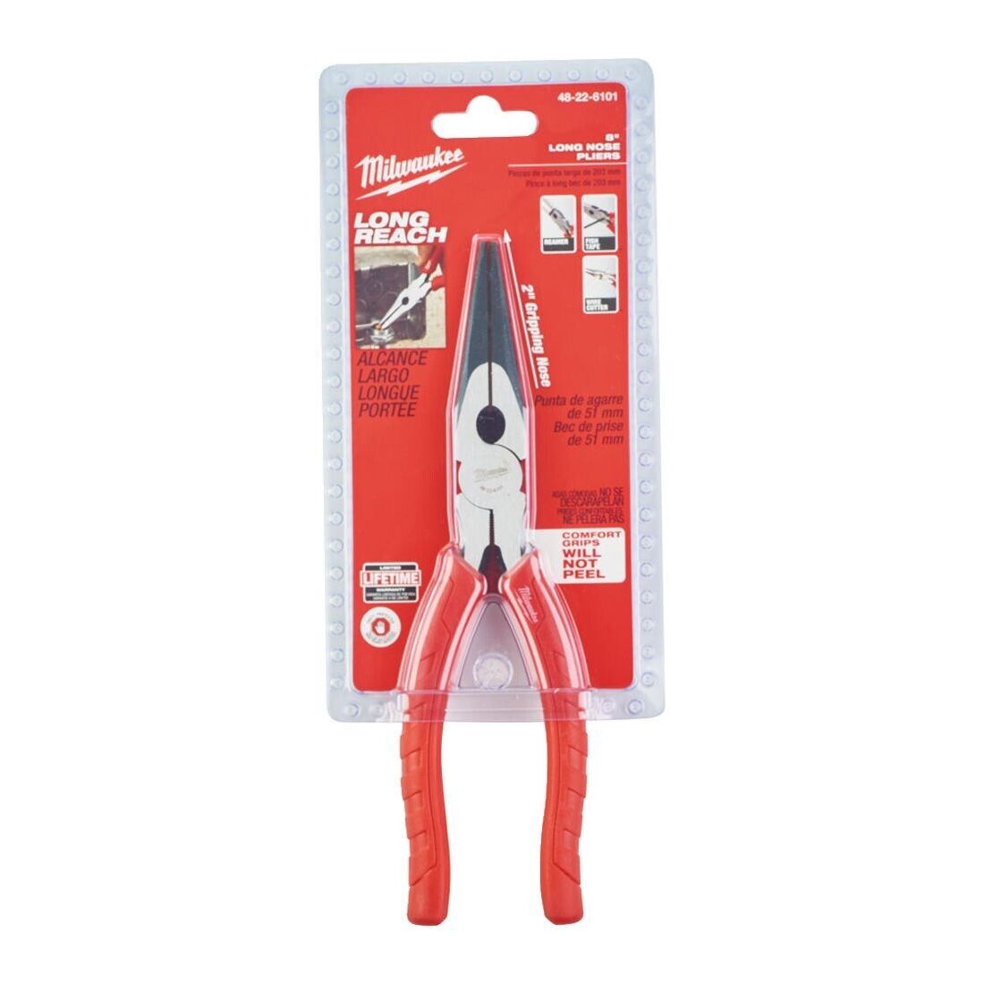 Milwaukee Torque Lock Long Nose Pliers - 1pc 48226101 (8in) 200mm Capacity 68mm