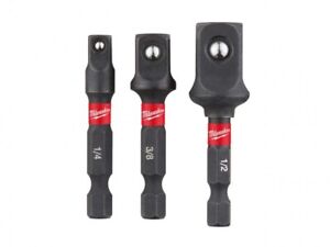 Milwaukee Shockwave Impact Duty Socket Adaptor Set - Black, Pack of 3 4932479228