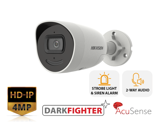 HIKVISION DS-2CD2046G2-IU/SL(2.8MM) - 4MP AcuSense Strobe Light and Audible Warning Fixed Bullet Network Camera