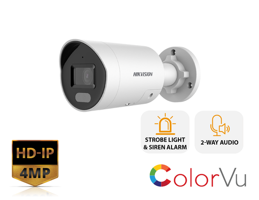 HIKVISION DS-2CD2047G2-LU/SL(2.8MM) - 4 MP ColorVu Strobe Light and Audible Warning Fixed Mini Bullet Network Camera