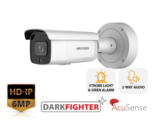 HIKVISION DS-2CD2666G2-IZSU/SL(2.8-12MM) - 6MP Strobe Light and Audible Warning Motorized Varifocal Bullet Network Camera