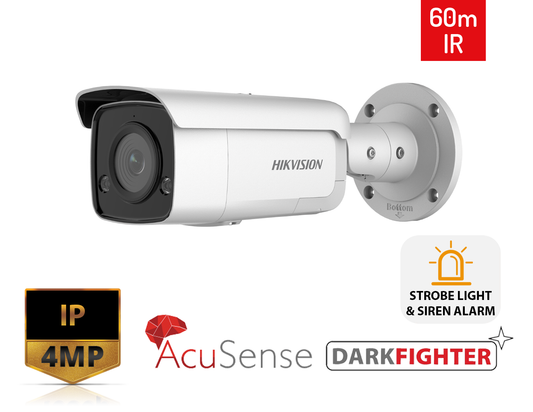 HIKVISION DS-2CD2T46G2-ISU/SL-2.8MM - 4MP AcuSense Strobe Light and Audible Warning Fixed Bullet Network Camera