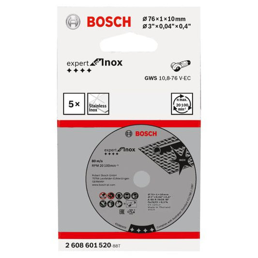 BOSCH 76MM EXPERT FOR INOX MINI GRINDING DISC FOR GWS 12V-76 X5 PCS