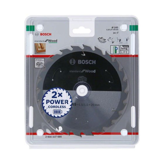 BOSCH STANDARD FOR WOOD CIRCULAR SAW BLADE FOR CORDLESS SAWS 165X1.5/1X20 T24