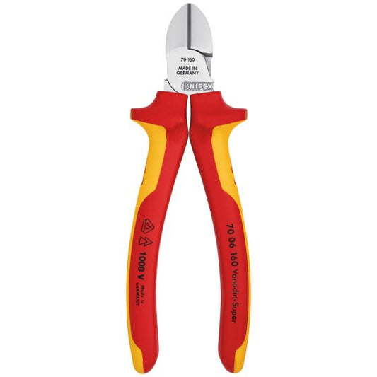 KNIPEX 70 06 160 INSULATED VDE DIAGONAL CUTTERS 160MM