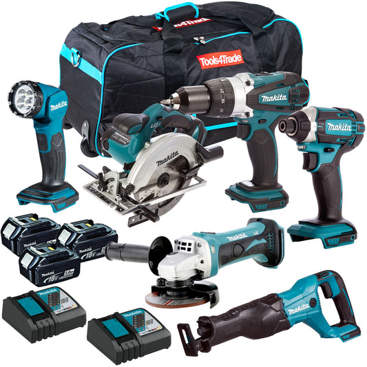 Makita 18V 6 Piece Combo Kit 3 x 5.0Ah Batteries & Charger T4T6072PT