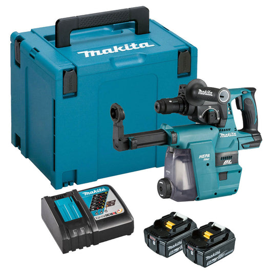 Makita DHR243RTJW 18V LXT Brushless SDS+ Hammer Drill With 2 x 5.0Ah Battery & Charger