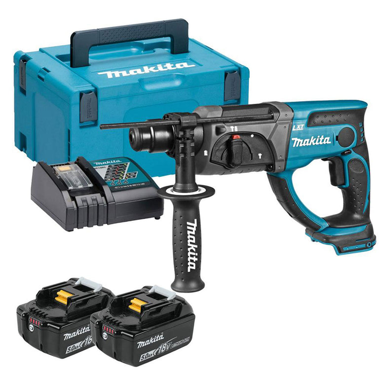 Makita DHR202RTJ 18V LXT Cordless 20mm SDS+ Rotary Hammer Drill With 2 x 5.Ah Battery Charger & Case