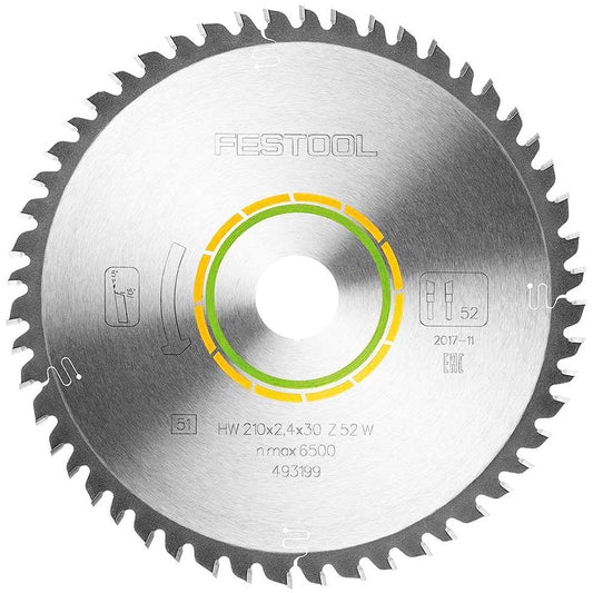 Festool 210mm x 2.4mm x 30mm 52 T Wood Fine Cut Blade - 493199