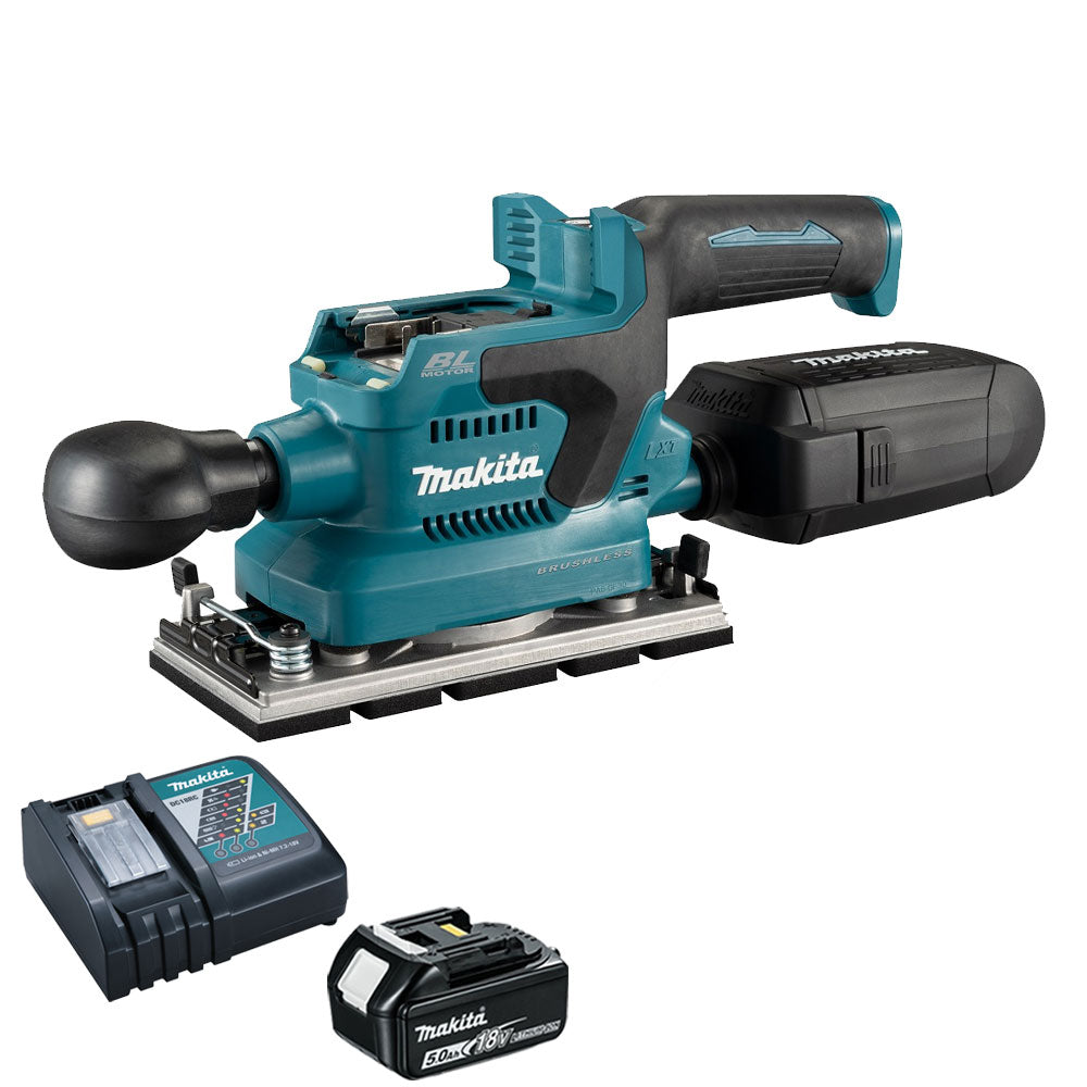 Makita DBO381ZU 18V Brushless Finishing Sander With 1 x 5.0Ah Battery & Charger