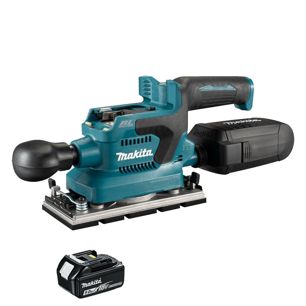 Makita DBO381ZU 18V LXT Brushless Finishing Sander with 1 x 5.0Ah Battery