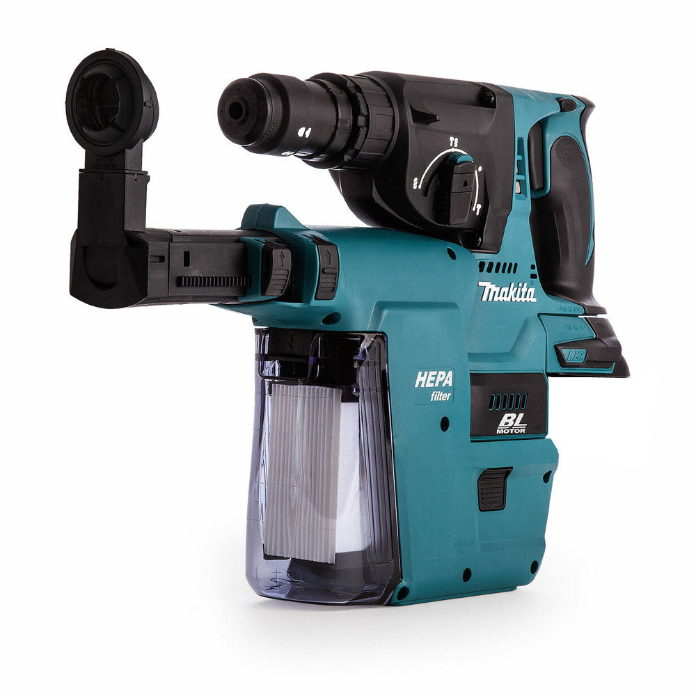 Makita DHR243Z 18V Brushless SDS+ 24mm Rotary Hammer Drill With Case & Dust Extraction System