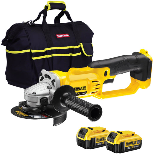 DeWalt DCG412N 18V 125mm Angle Grinder With 2 x 4Ah Batteries & Tool Bag