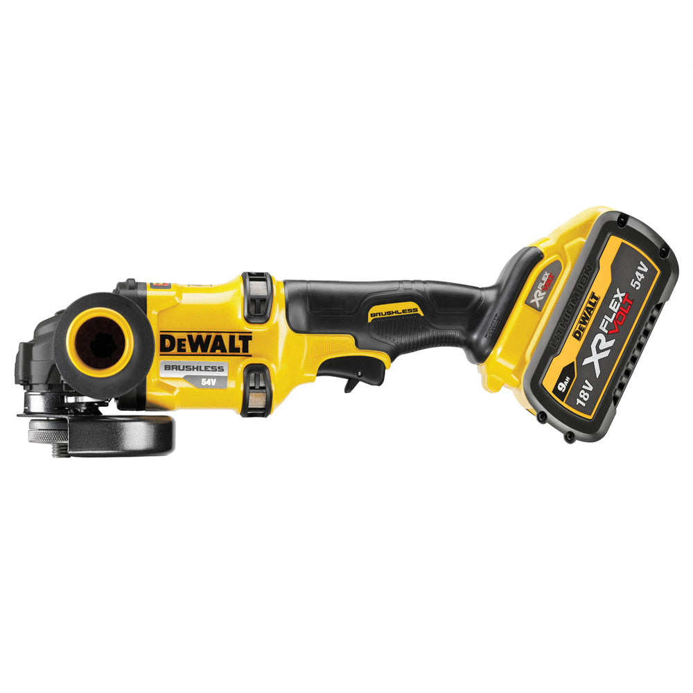 Dewalt DCG418X2 54V FlexVolt 125mm Angle Grinder with 2 x 9.0Ah Battery Charger & Case