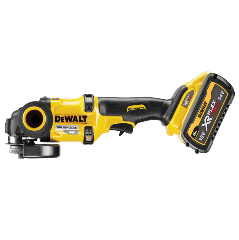 Dewalt DCG418X2 54V FlexVolt 125mm Angle Grinder with 2 x 9.0Ah Battery Charger & Case