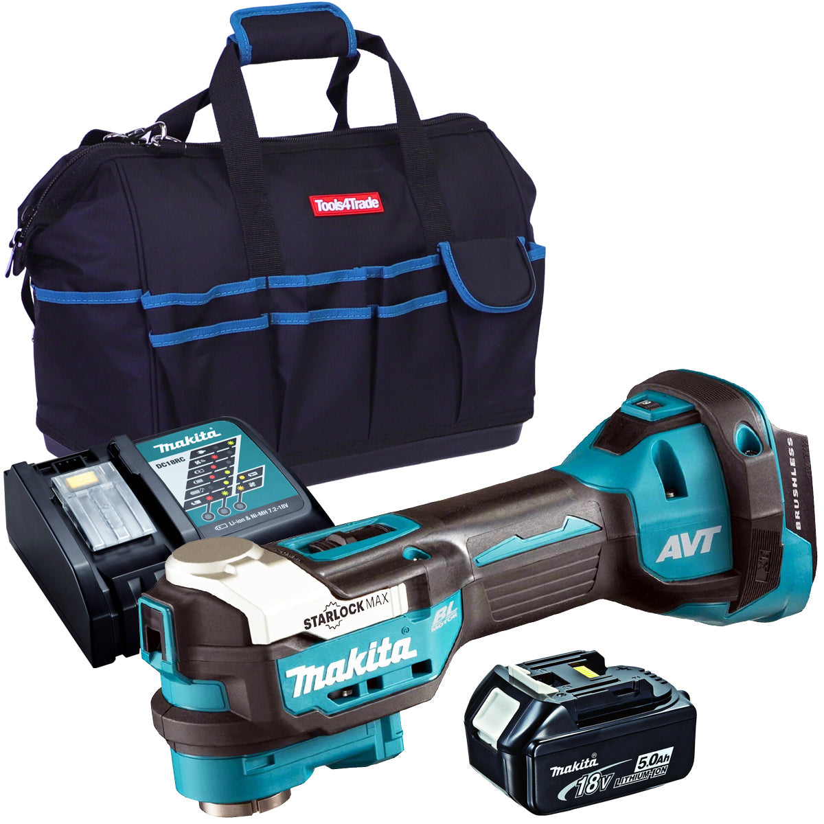 Makita DTM52Z 18V Brushless Oscillating Multi Tool With 1 x 5.0Ah Battery Charger & Bag