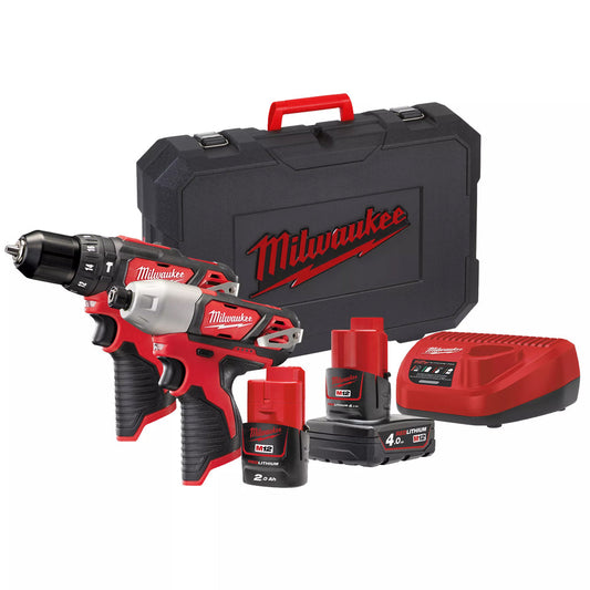 Milwaukee M12BPP2B-421C 12V Twin Pack Kit with 2 x Batteries & Charger in Kitbox 4933446607