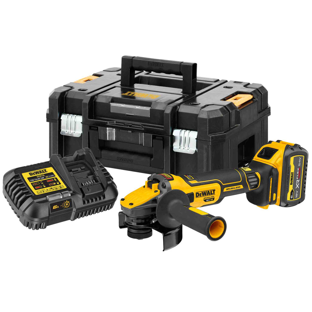 DeWalt DCG409T1 18V XR FlexVolt 125mm Brushless Grinder Kit with 6.0Ah Battery & Charger in Case