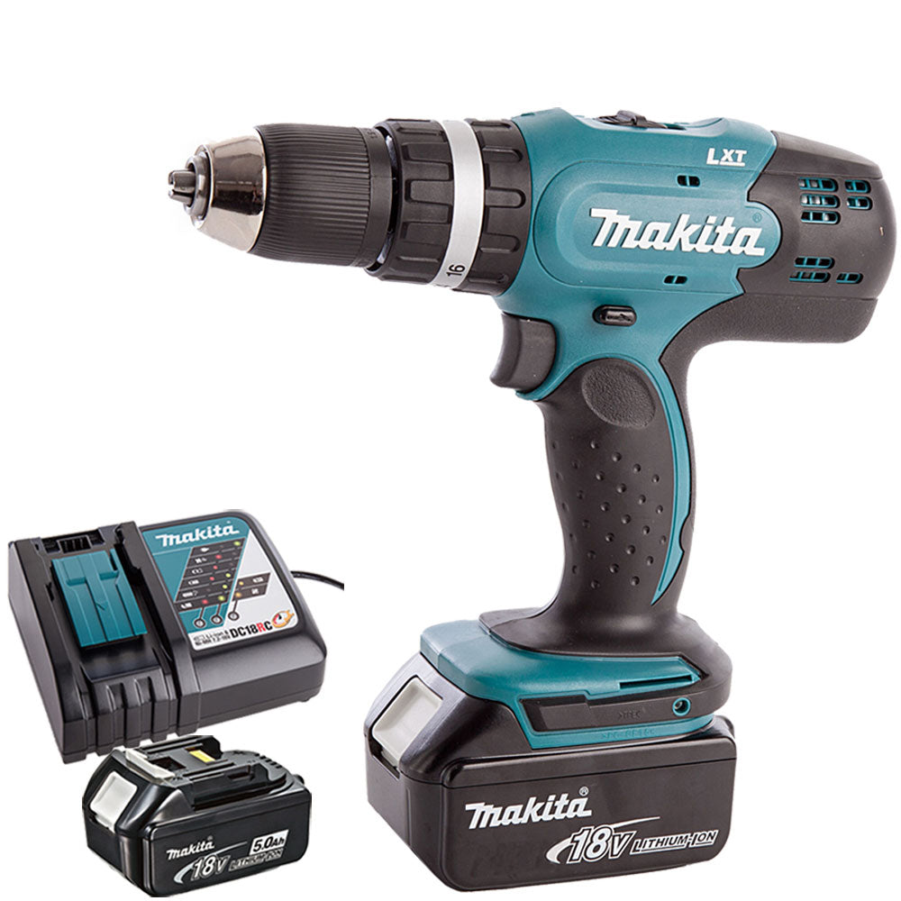 Makita DHP453Z 18v 13mm LXT Combi Drill With 2 x 5.0Ah Batteries & Charger