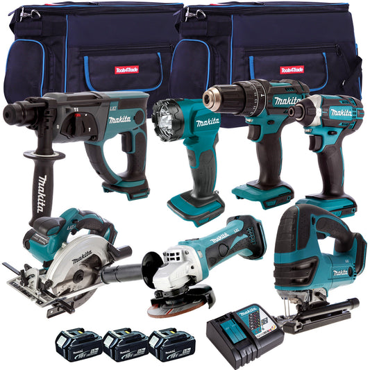 Makita 18V 7 Piece Cordless Kit with 3 x 5.0Ah Batteries & Charger T4TKIT-206