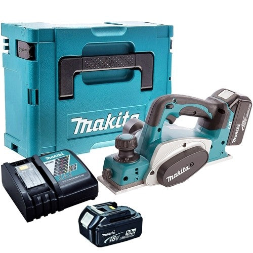 Makita DKP180Z 18V 82mm Planer with 2 x 5.0Ah Batteries & Charger in Case