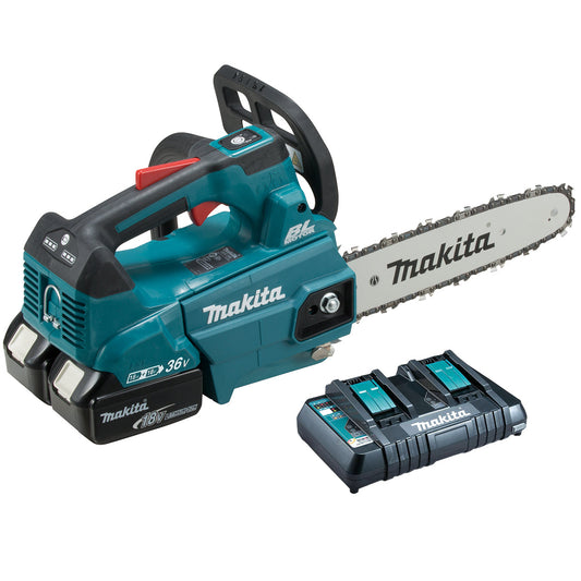 Makita DUC256PG2 36V Brushless Chainsaw 25cm with 2 x 6.0Ah Batteries & Charger