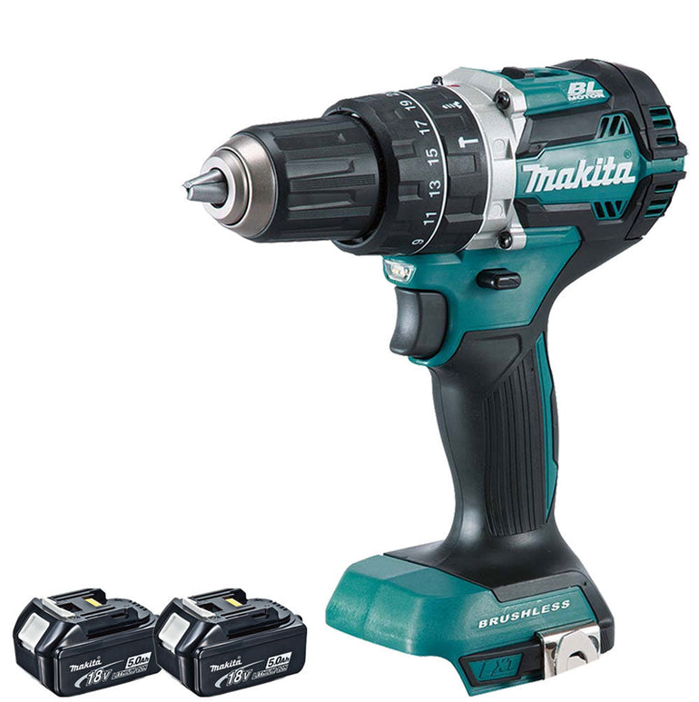 Makita DHP484Z 18V LXT Cordless Brushless Combi Drill with 2 x 5.0Ah Batteries