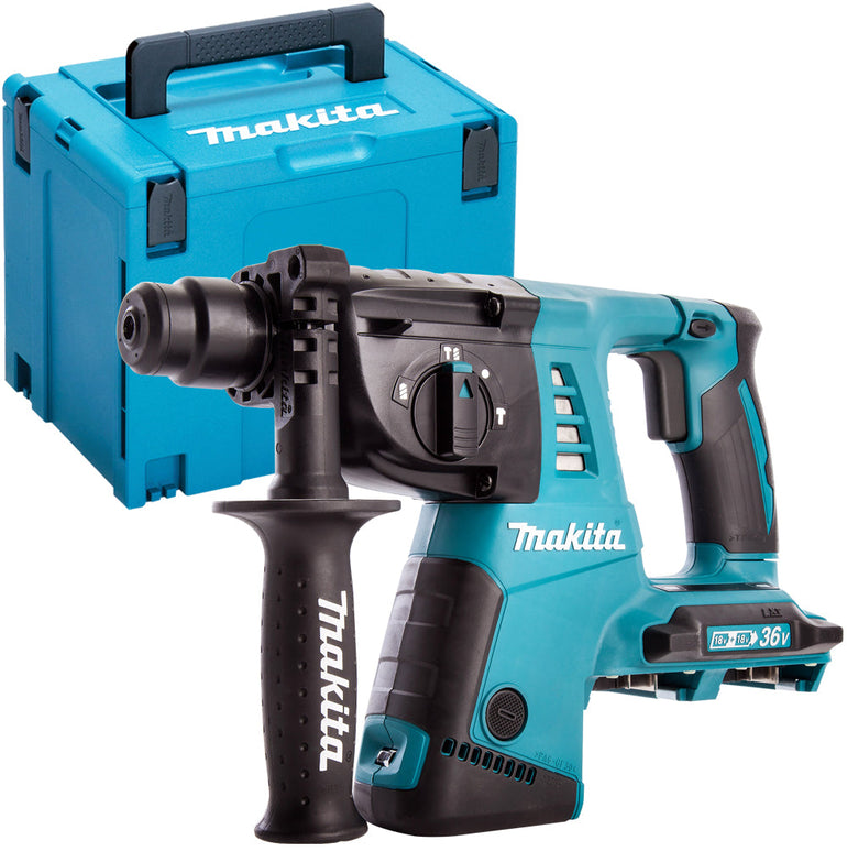 Makita DHR263ZJ 36V SDS+ Rotary Hammer Drill with 4 Piece Chisel Set