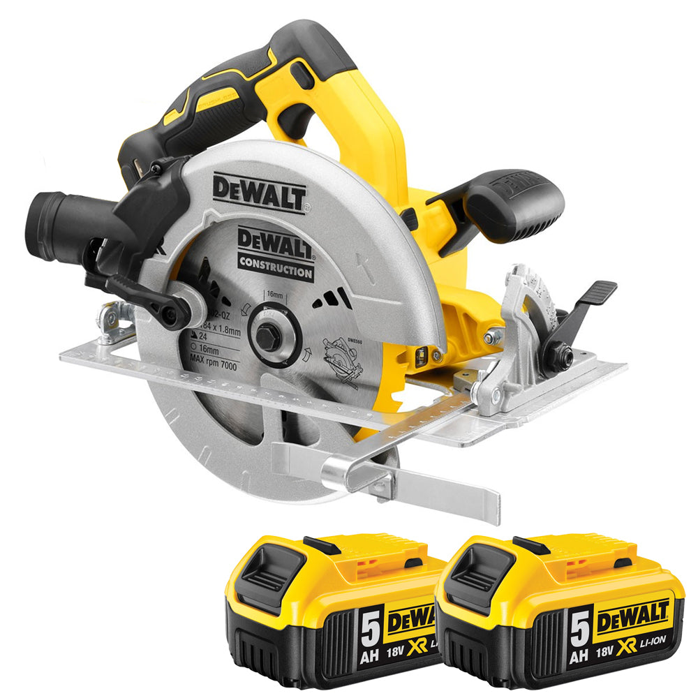 DeWalt DCS570N 18V 184mm Brushless Circular Saw with 2 x 5.0Ah Batteries