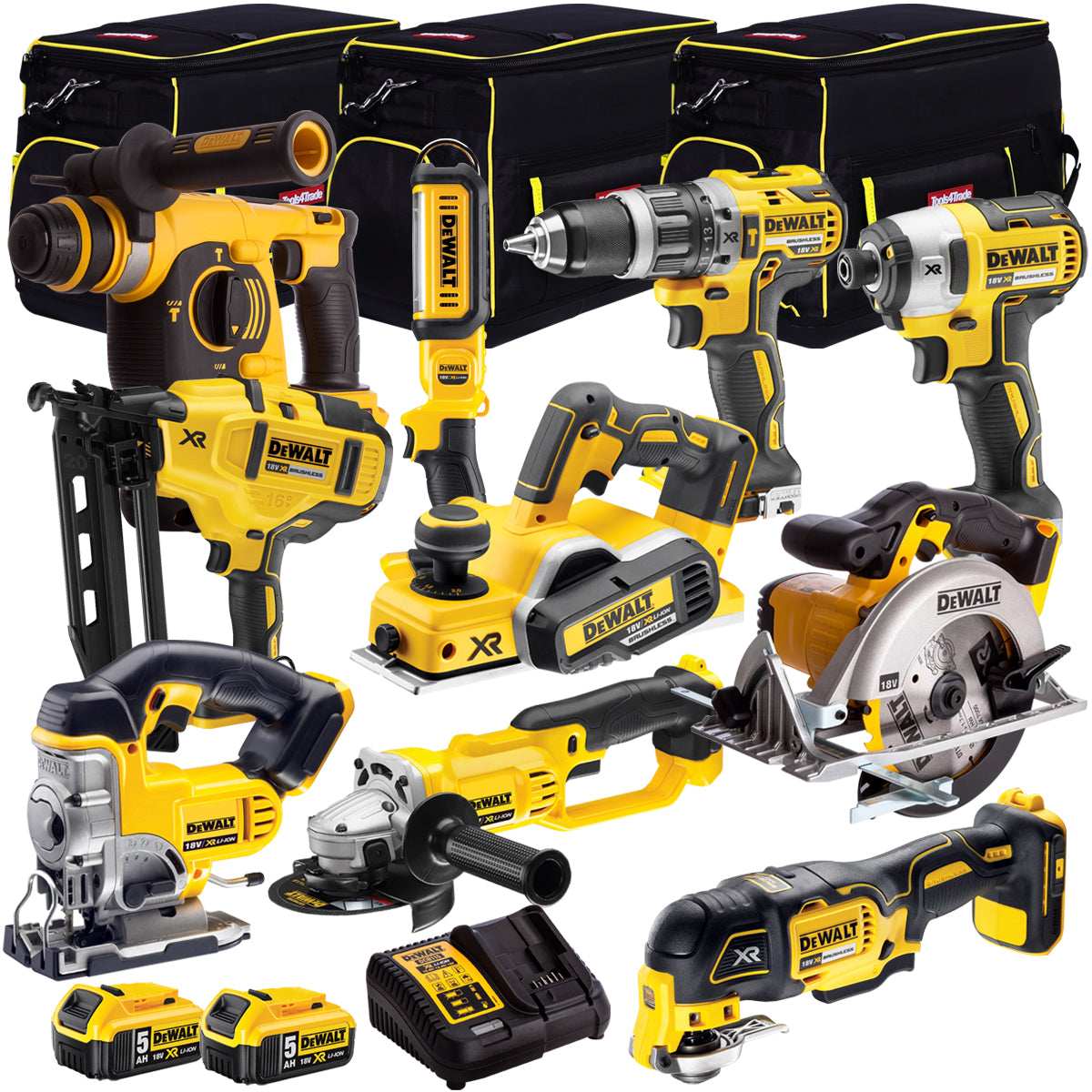 Dewalt 18V 10 Piece Power Tool Kit with 2 x 5.0Ah Batteries T4TKIT-925