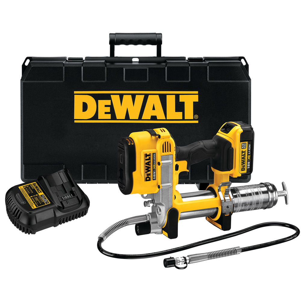 Dewalt DCGG571M1 18V XR Grease Gun With 1 x 4.0Ah Battery Charger