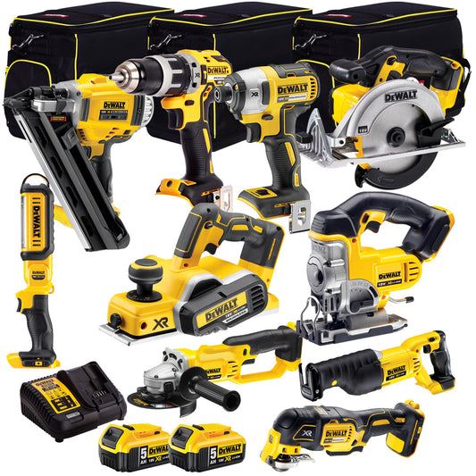 Dewalt 18V 10 Piece Power Tool Kit with 2 x 5.0Ah Batteries T4TKIT-981