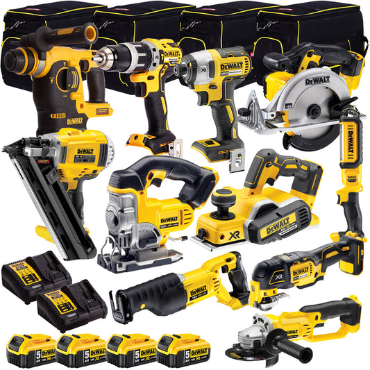 Dewalt 18V 11 Piece Power Tool Kit with 4 x 5.0Ah Batteries T4TKIT-993