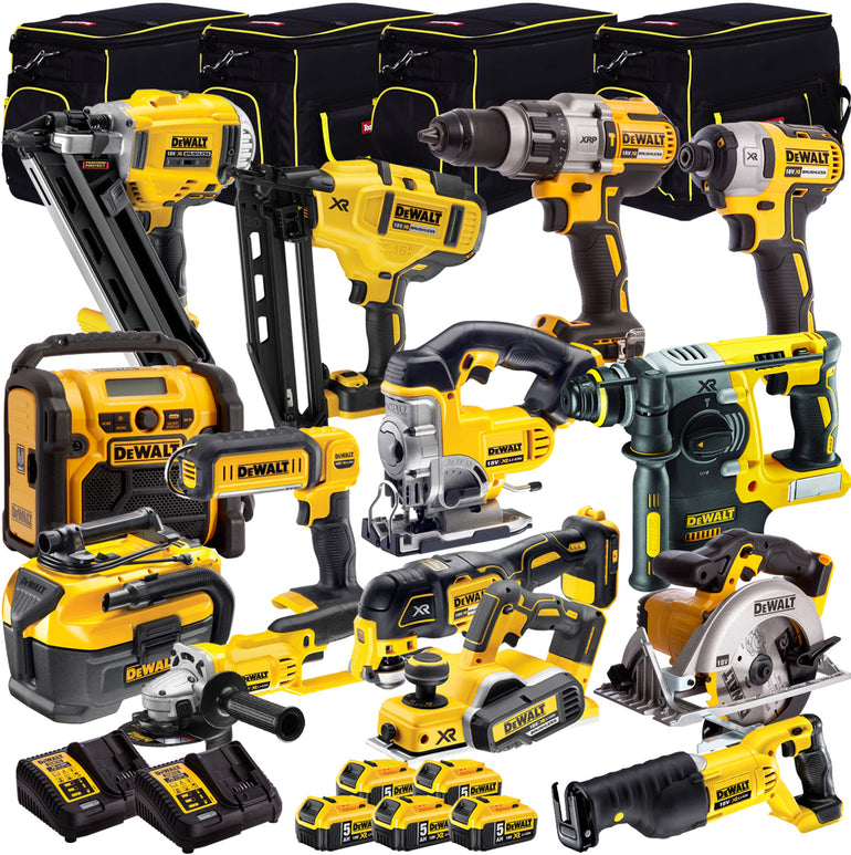 Dewalt 18V 14 Piece Power Tool Kit with 5 x 5.0Ah Batteries T4TKIT-998