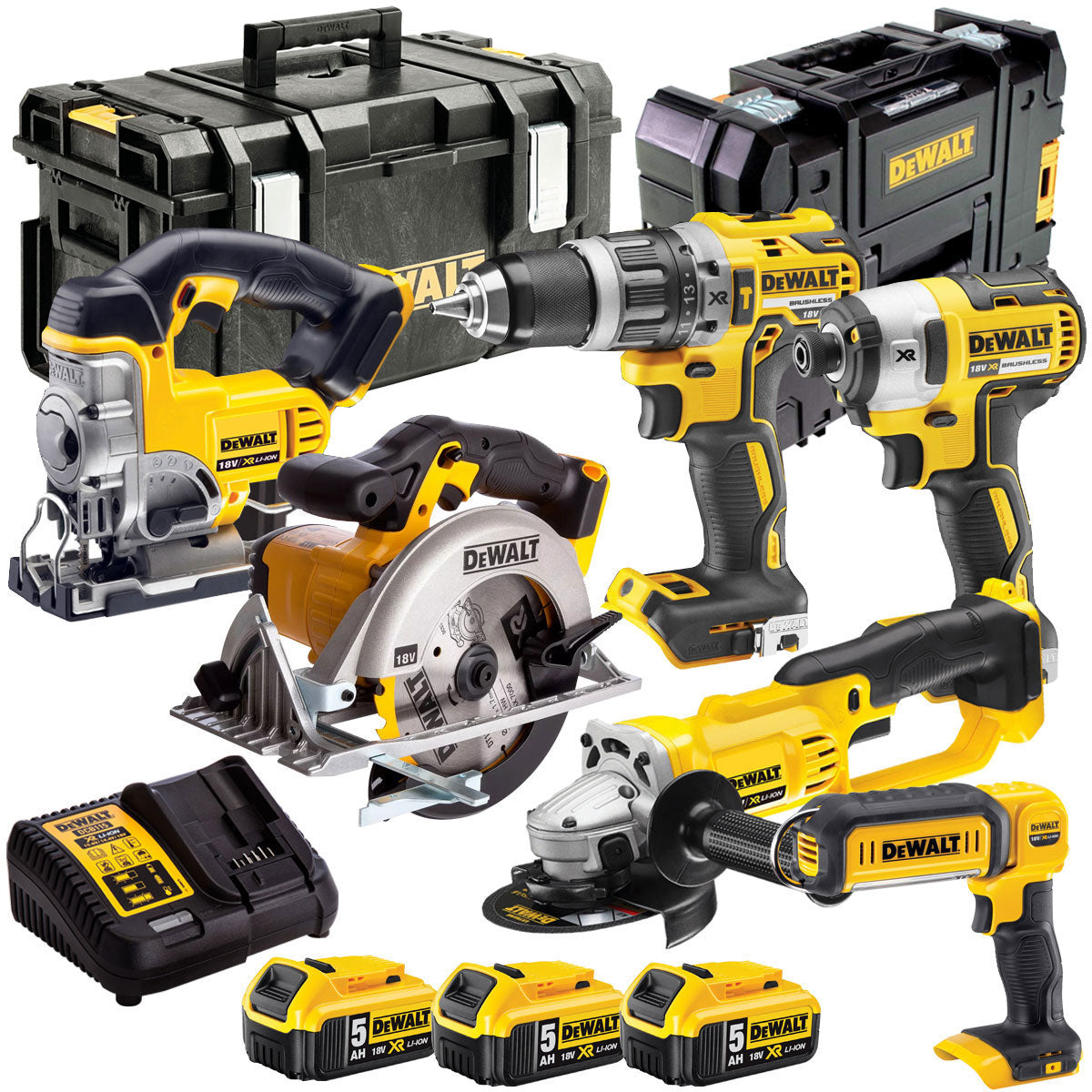 Dewalt 18V 6 Piece Cordless Power Tool Kit with 3 x 5.0Ah Batteries T4TKIT-833